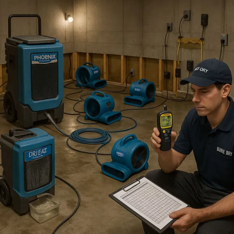 Structural Drying and Dehumidification process in Oak Lawn, IL